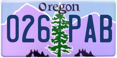 OR license plate 026PAB