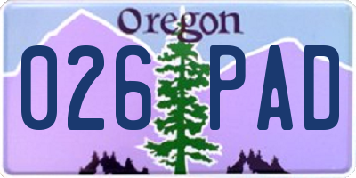 OR license plate 026PAD