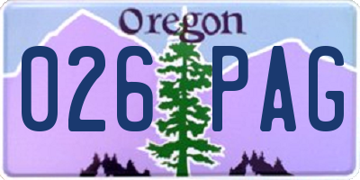 OR license plate 026PAG