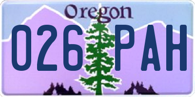 OR license plate 026PAH