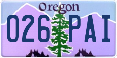 OR license plate 026PAI
