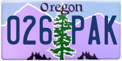 OR license plate 026PAK