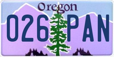 OR license plate 026PAN