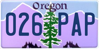 OR license plate 026PAP