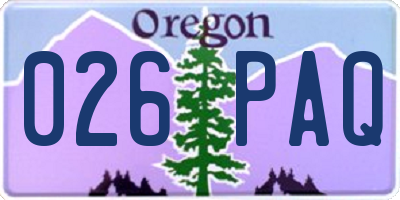 OR license plate 026PAQ