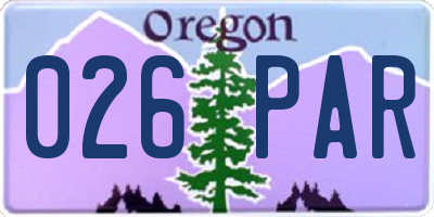 OR license plate 026PAR