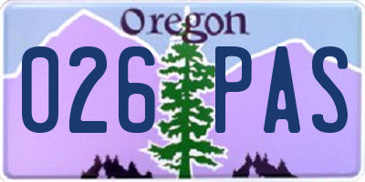 OR license plate 026PAS