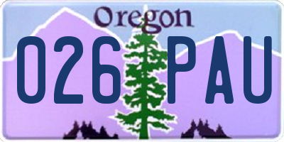 OR license plate 026PAU
