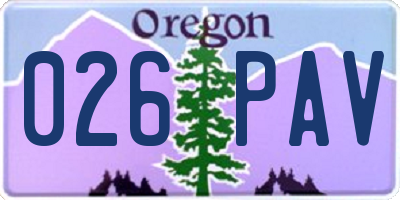OR license plate 026PAV