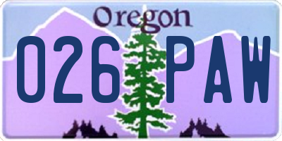OR license plate 026PAW