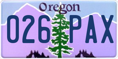 OR license plate 026PAX