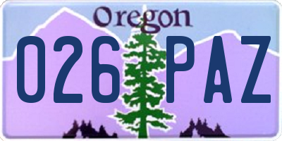 OR license plate 026PAZ