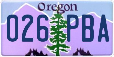 OR license plate 026PBA