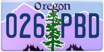 OR license plate 026PBD