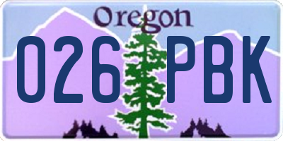 OR license plate 026PBK