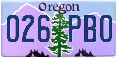 OR license plate 026PBO