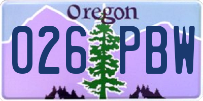 OR license plate 026PBW