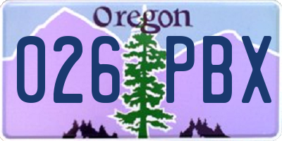 OR license plate 026PBX