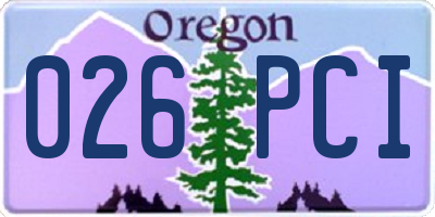 OR license plate 026PCI