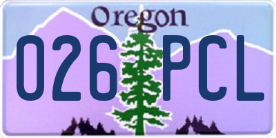 OR license plate 026PCL