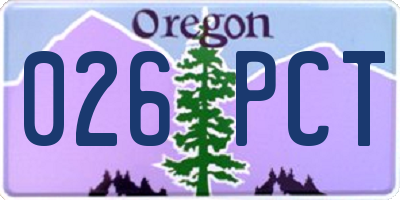 OR license plate 026PCT