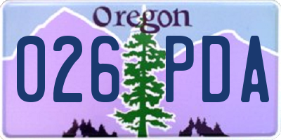 OR license plate 026PDA