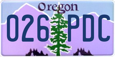 OR license plate 026PDC