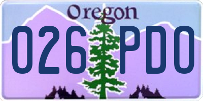 OR license plate 026PDO