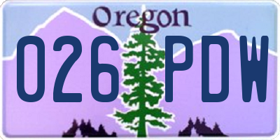 OR license plate 026PDW