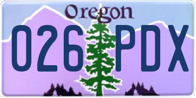 OR license plate 026PDX