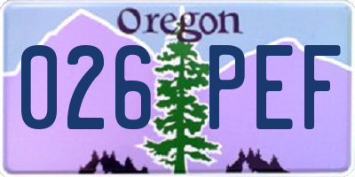 OR license plate 026PEF