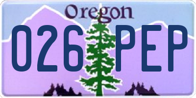 OR license plate 026PEP