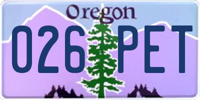 OR license plate 026PET