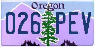OR license plate 026PEV