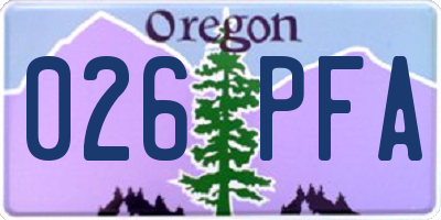 OR license plate 026PFA