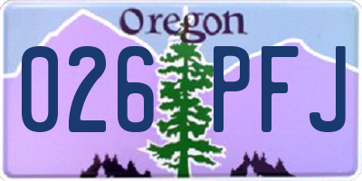 OR license plate 026PFJ