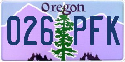 OR license plate 026PFK