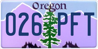 OR license plate 026PFT