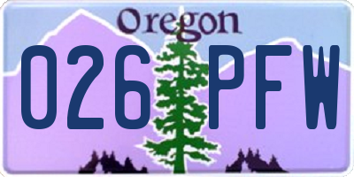 OR license plate 026PFW