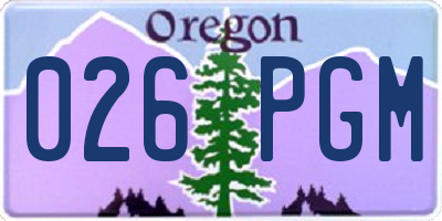 OR license plate 026PGM