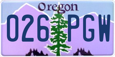 OR license plate 026PGW