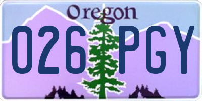 OR license plate 026PGY