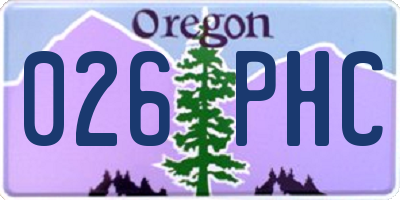 OR license plate 026PHC