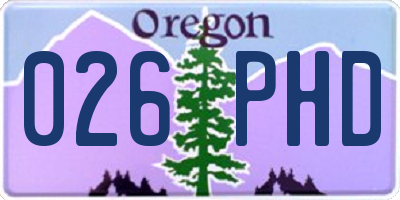 OR license plate 026PHD
