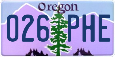 OR license plate 026PHE