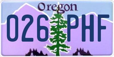 OR license plate 026PHF