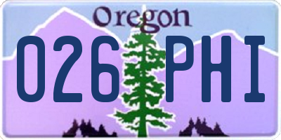 OR license plate 026PHI