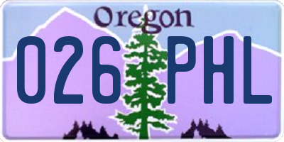 OR license plate 026PHL