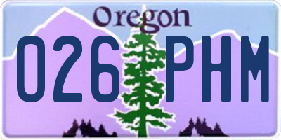 OR license plate 026PHM