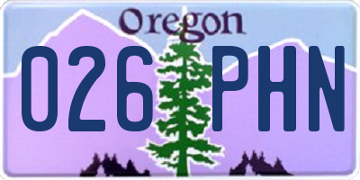 OR license plate 026PHN